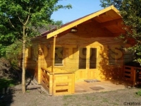 38 sq m log house with mezzanine floor 45-45mm logs