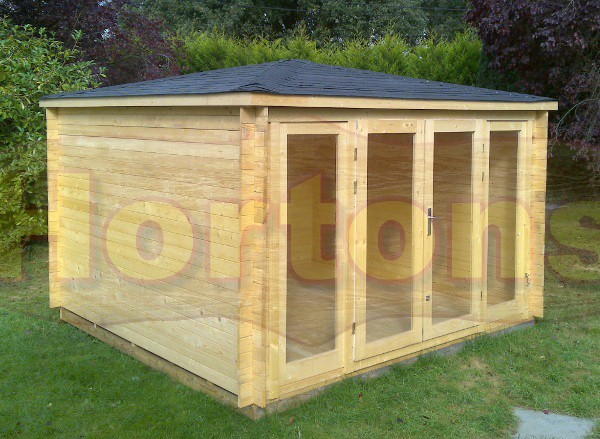 Kidderminster 3.5m x 3.5m hipped roof log cabin