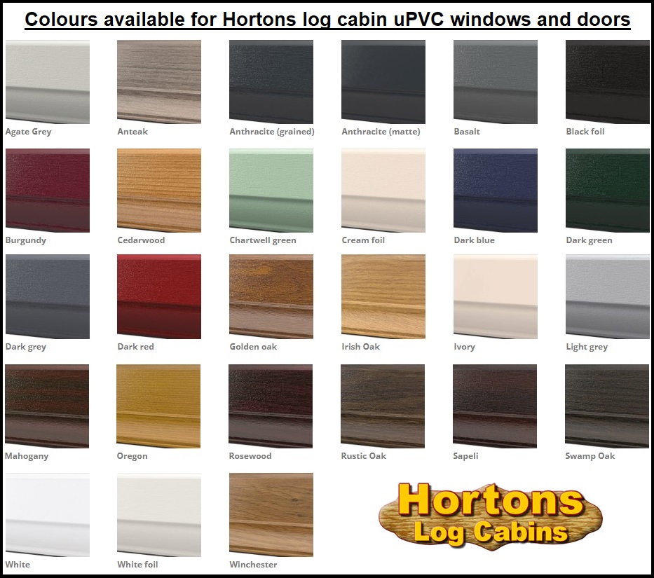 Colour options for log cabin uPVC windows and doors