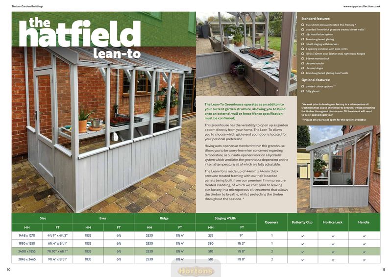 Hatfield timber lean-to greenhouse