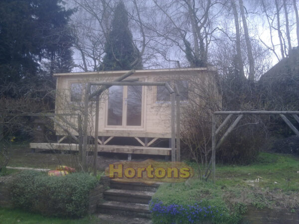 6m x 3m log cabin on raised timber base