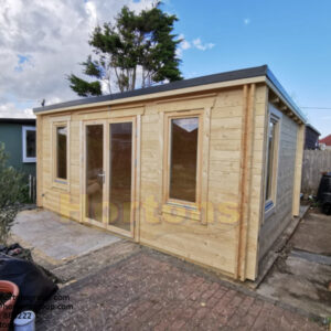 6m x 4m pent log cabin in garden 2