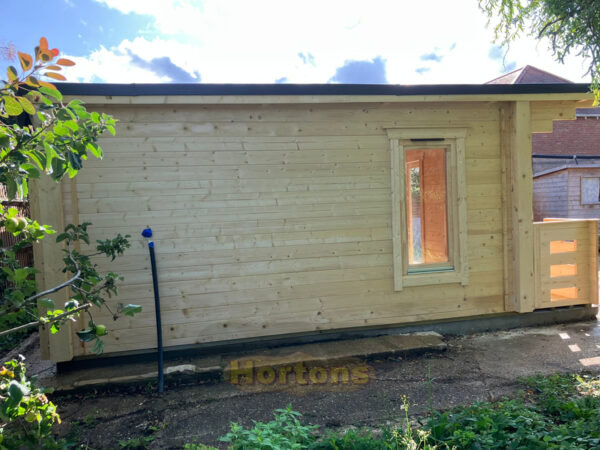 6m x 5m pent log cabin side wall