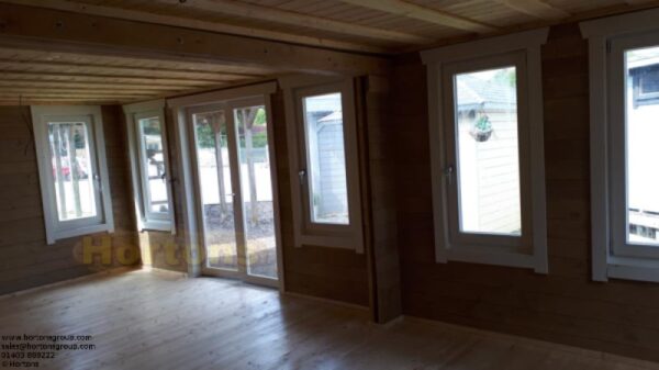 7.5m x 4.5m pent log cabin garden office internal