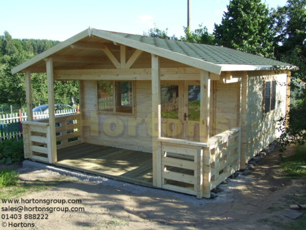 5x6.8m garden cabin with large veranda installed