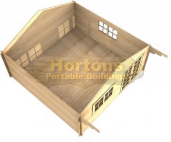 5x6.8m log cabin 3D plan