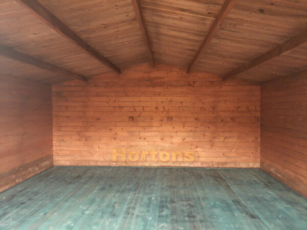 5.5m x 5.5m log cabin internal rear