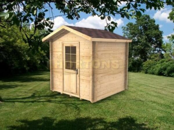 2m x 2m log cabin graphic in woodland