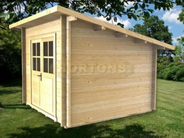 2.5m x 2.5m log cabin graphic front and side