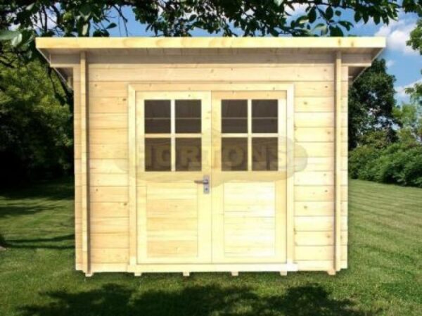 2.5m x 2.5m log cabin graphic front wall