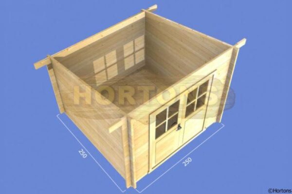 2.5m x 2.5m log cabin 3D plan