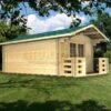 3x5m garden cabin with veranda graphic in woodland