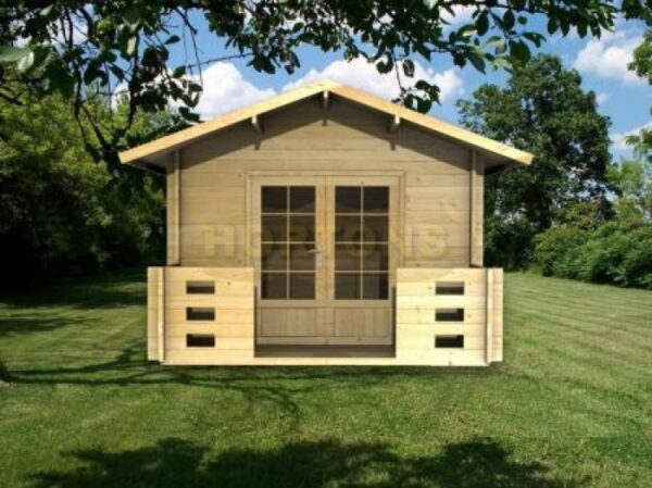3m x 5m garden cabin front graphic
