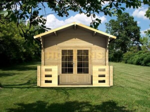 3m x 8m log cabin front wall graphic