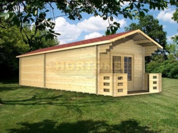 3m x 9m log cabin end and rear wall woodland graphic