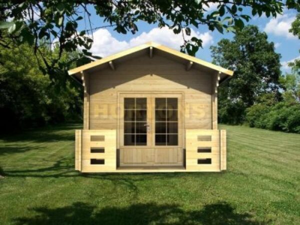 3m x 9m log cabin end wall woodland graphic