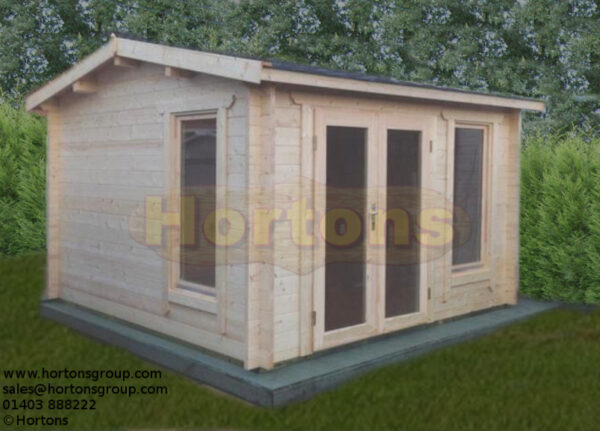 3.5x3.5m log cabin on timber platform base
