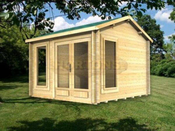 3.5x3.5m log cabin front and side graphic