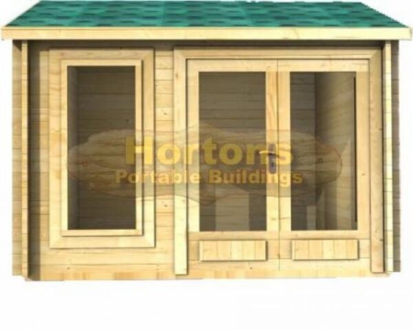 3.5x3.5m log cabin front graphic