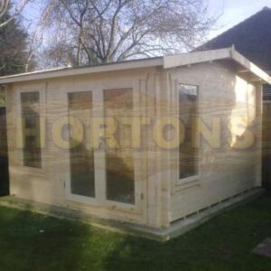 3.5x3.5m log cabin in garden