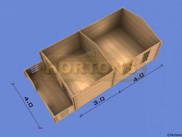 4m x 7m log cabin 3D plan