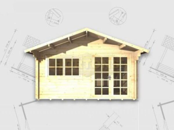 4m x 5m garden cabin front graphic