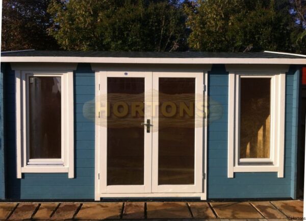 4.5m x 3.5m garden cabin installed