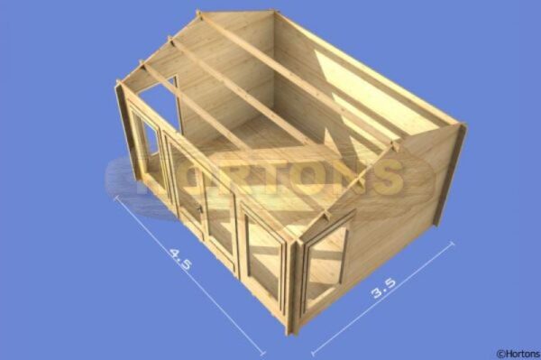 4.5m x 3.5m log cabin 3D plan