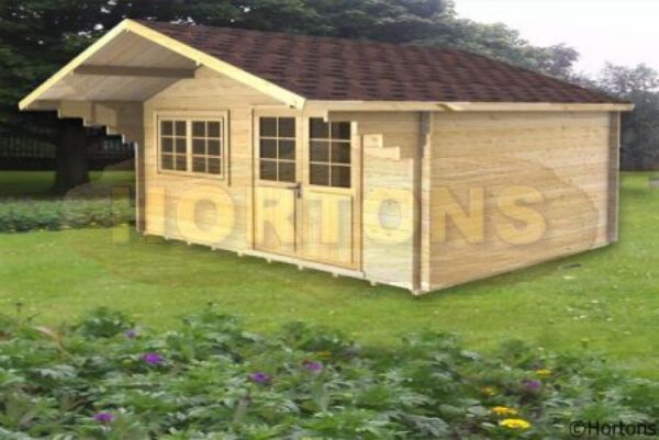 4.5x3m log cabin grass graphic