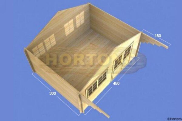 4.5m x 3m log cabin 3D plan