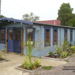 5m x 12m log cabin with 3 rooms installed