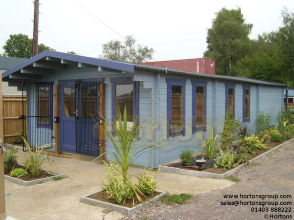 5m x 12m log cabin with 3 rooms installed