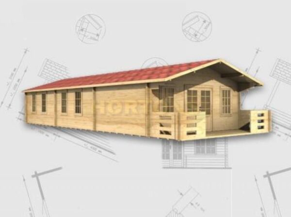 5x12m log cabin with 3 rooms grey graphic 3