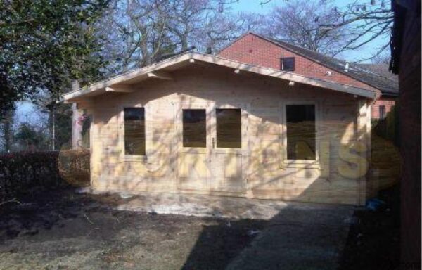 5x4m garden cabin installed on concrete base
