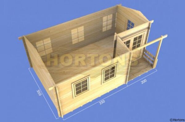 5.5m x 3.5m log cabin 3D plan