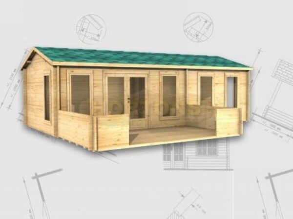 7.5m x 3.5m log cabin graphic grey