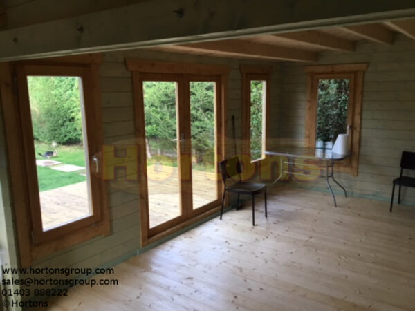 7.5m x 3.5m log cabin garden room internal