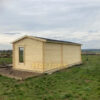 8.5m x 3.5m apex garden cabin rear wall, unpainted