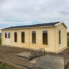 8.5m x 3.5m garden cabin with half glazed double doors