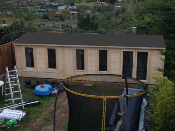 8.5m x 3.5m garden cabin with epdm roofing