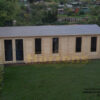 8.5m x 3.5m garden cabin installation complete