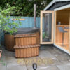 8.5m x 3.5m log cabin end wall with extra double doors