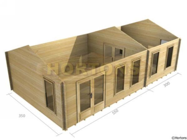 8.5 x 3.5m log cabin 3D plan