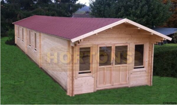 4x12m log cabin front and side view 3