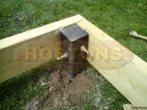 Raised timber base kit plastic post concreted