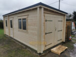 3m x 7m pent roof log garage