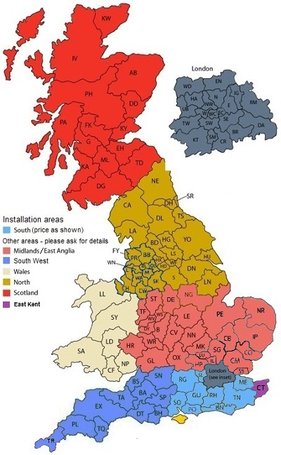 Hortons Log Cabins delivery and installation areas